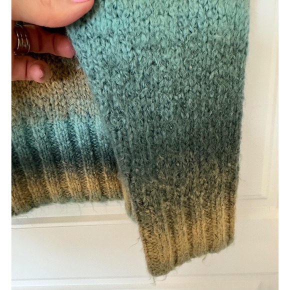 Woolrich Winter Turquoise Cowl Striped Sweater Top Fuzzy Wool Blend Pullover S‎ - Picture 4 of 9